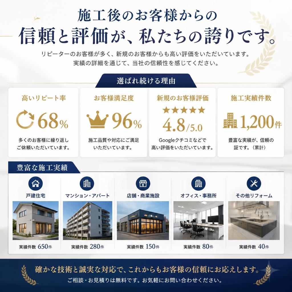 お客様の声: 施工後の評価と信頼